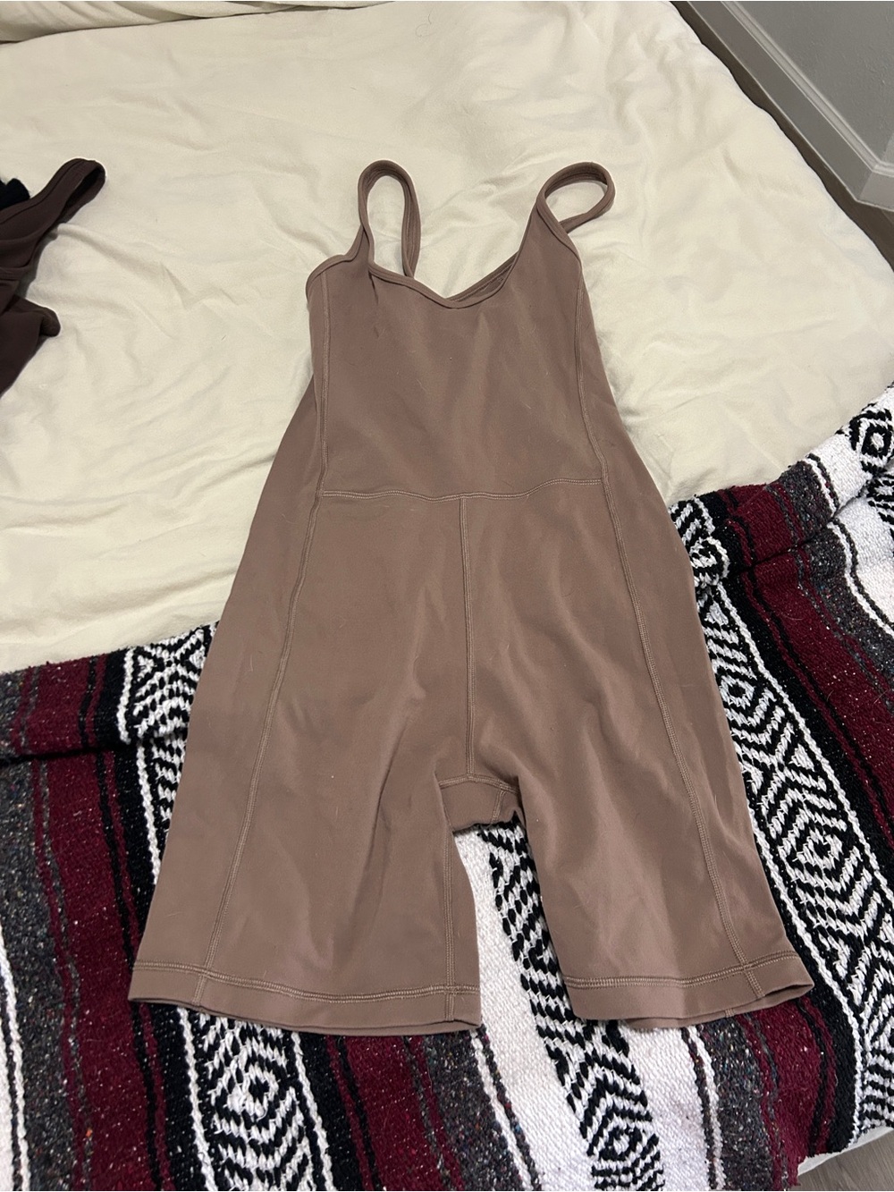 TNA Mauve-Brown Stretch Unitard Romper with Wide Straps
